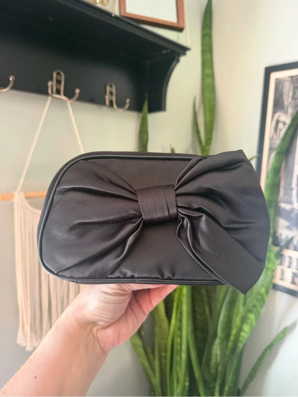 Dior Satin Bow Cosmetic Bag in Black NWOT